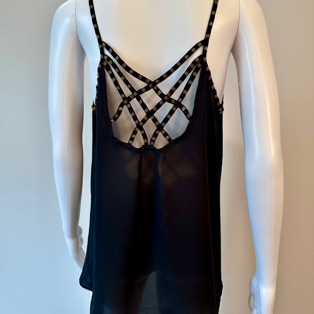 Strappy Top with Gold Bead Accents